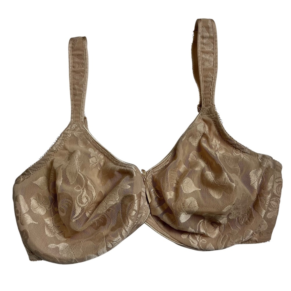 Wacoal Lace‎ Full Figure Underwire Bra Beige 34D Smooth Cups Floral Detail - Picture 2 of 5